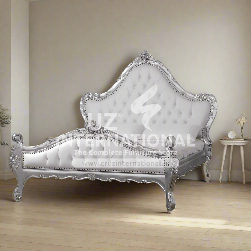 Maharaja Chiara Silver Carving Bed CRUZ INTERNATIONAL
